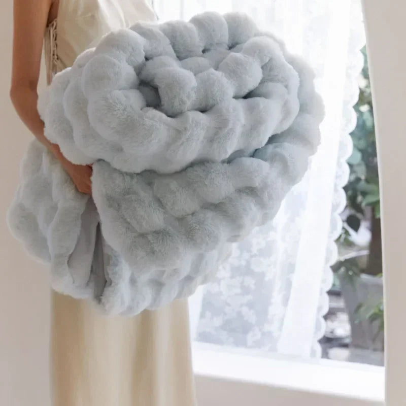 Imitazione invernale pelliccia peluche coperta calda coperte super morbide letto divano cover di lusso lancio lancio di divano camera da letto cuscino