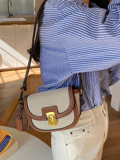 Klap crossbody tasker til kvinder læder splejs lærred skulder taske kvinder håndtasker kontrast punge punge