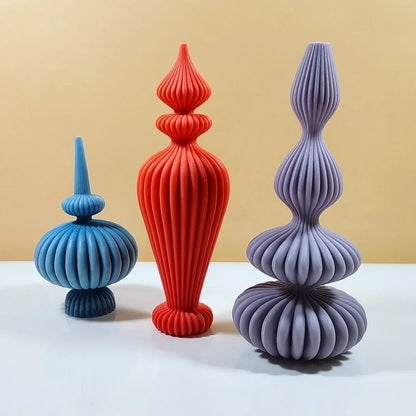 8-36 cm stor vaseformet stearinlys silikoneform stribet romersk søjle stearinlys silikone form bord lampe formet harpiksform