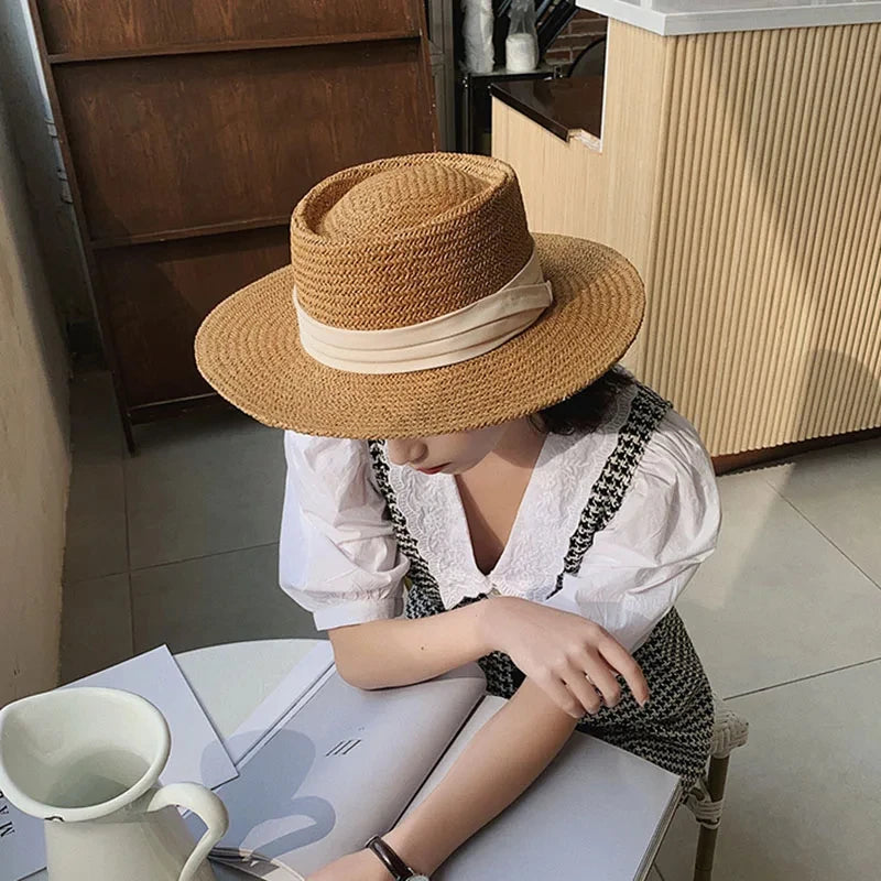 Forår sommer åndbart halmhatte til kvinder mode afslappet fedora hat udendørs konkave top rejse hatte panama strand sol hat