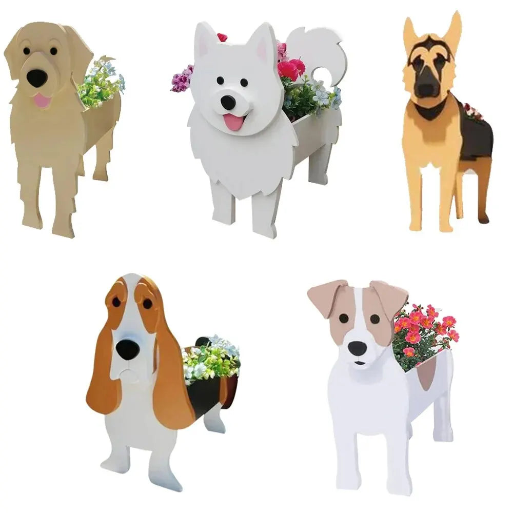 Hage blomster potte søt hundeformet planter samoyed labrador shepherd dog vase pots pvc hjem utendørs hage dekor blomsterpotter