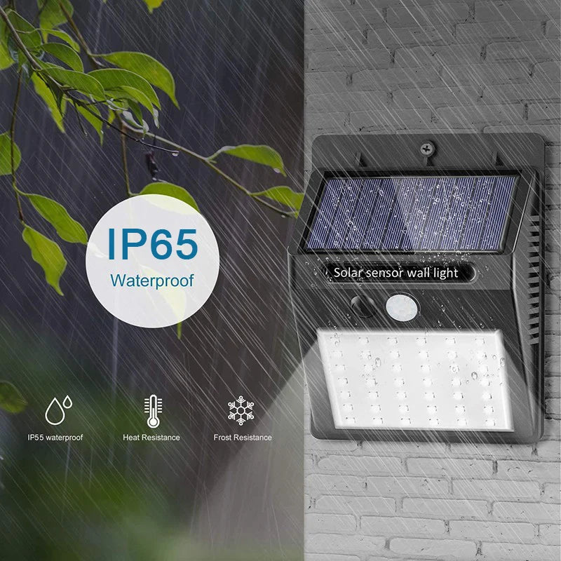 30 LED SOLAR LYS PIR BEVÆGNING SENSOR Væglys Udendørs sollampe Vandtæt solcelledrevet sollys Street Lamp Garden Dekor