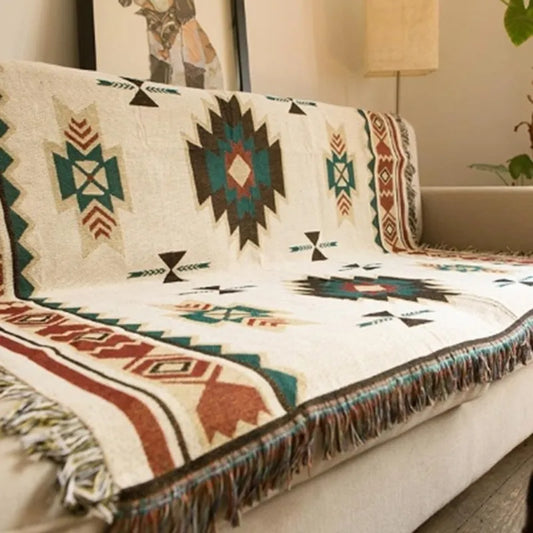 Cobertores tribais tapetes ao ar livre indianos Camping Picnic Blanny Boho Cama Decorting Clanta de sofá xadrez de tapetes de viagem Tapet