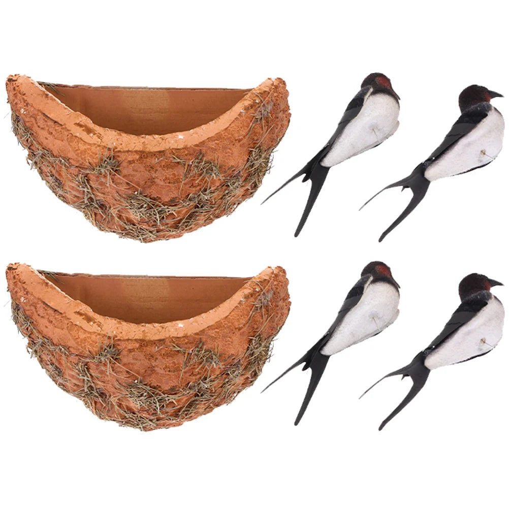 2 sady Simulované polykání Nest Nest Domácí příslušenství Tree Ptačí ozdoby venkovní jarní výzdoba polykavka na polypnutí pták