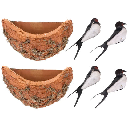 2 sady Simulované polykání Nest Nest Domácí příslušenství Tree Ptačí ozdoby venkovní jarní výzdoba polykavka na polypnutí pták