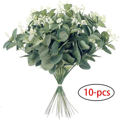 10ks 12 ”eukalyptus listy bunny vetva umelé plastové rastliny Zelené stonky