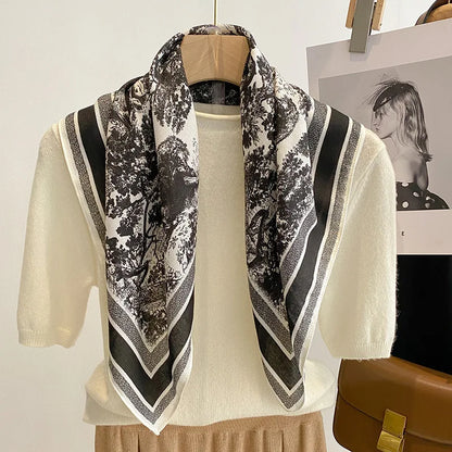 2024 Vårhøst Nytt luksusdesign Square Scarf Women Outdoor Hair Dekorerer lite pannebåndskjerf varmt skjerf Hijab Lady 68*68cm