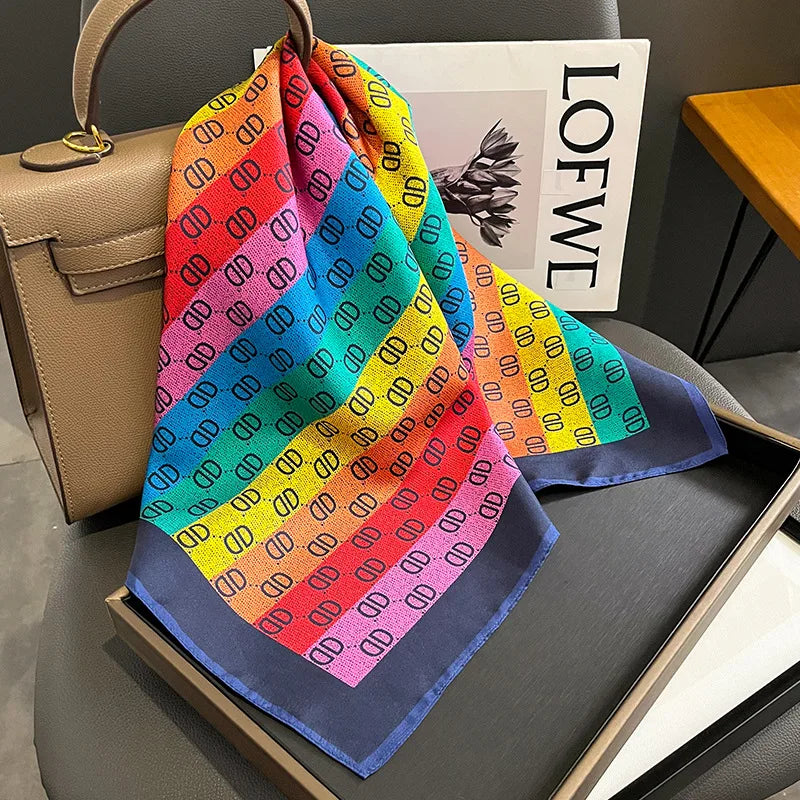 Moda szaliki dla kobiet szal drukuj jedwabny satynowy szalik hidżab bandana 70*70 cm luksusowa marka kwadratowe szalę szaliki dla kobiet