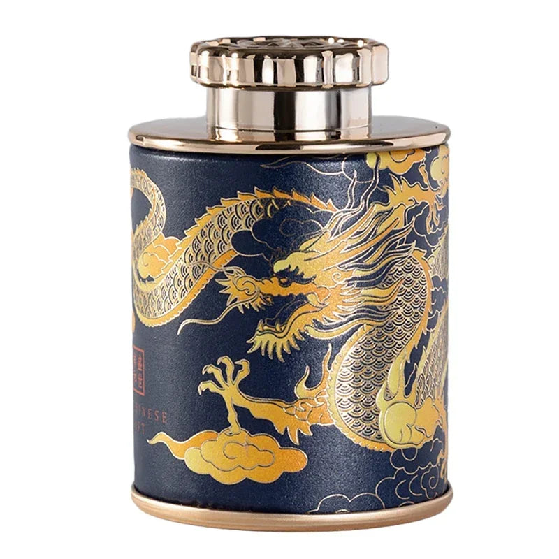 Portable Sealed Cans Dragon Print Mini Tea Canister Home  Packaging Box Travel Tea Paper Storage Canisters Empty Can