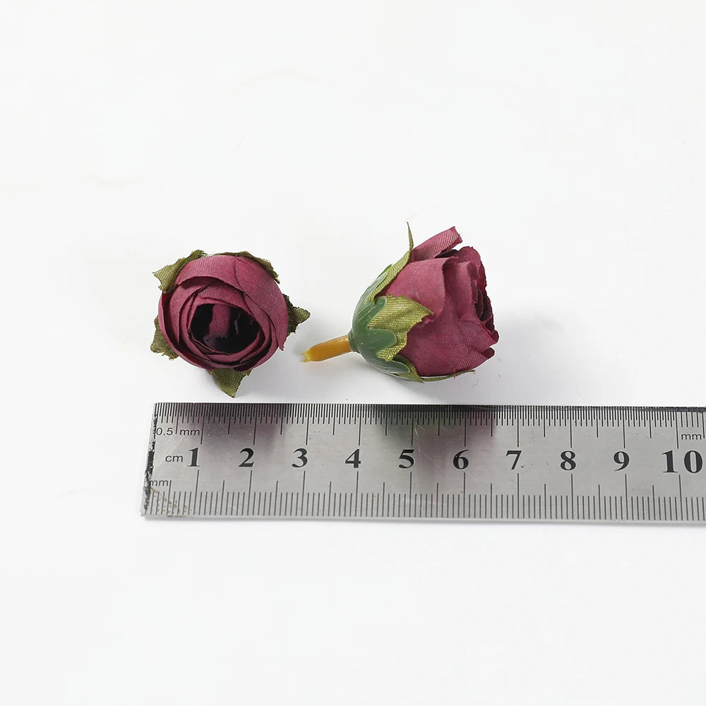 Roseseknopper kunstige blomster hode silke falsk blomst for hjem bryllup dekor jul 2023 fest diy krans tilbehør