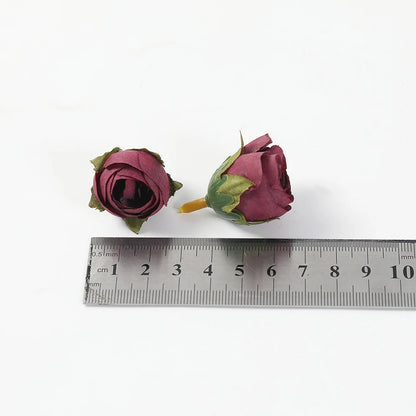 Roseseknopper kunstige blomster hode silke falsk blomst for hjem bryllup dekor jul 2023 fest diy krans tilbehør