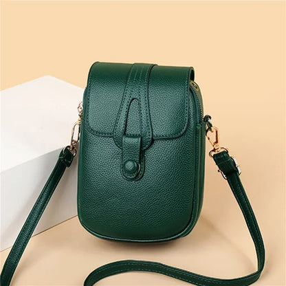 Eenvoudig design pu lederen crossbody schoudertassen voor dames voorjaar retro merkhandtassen en portemonnees dames mobiele telefoon sac