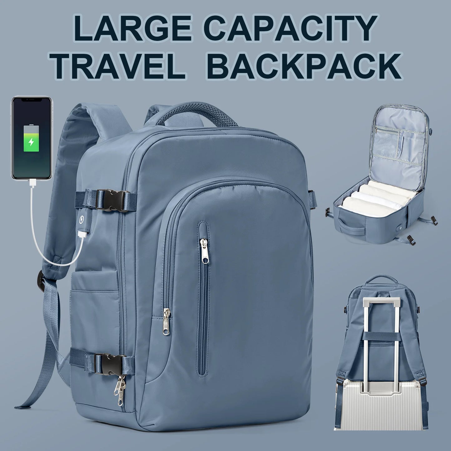 حقيبة كمبيوتر محمول حقيبة سفر للنساء سعة كبيرة Easyjet Carry-Ons 45x36x20 حقيبة ظهر Ryanair 40x20x25، حقيبة ظهر للمقصورة للرجال