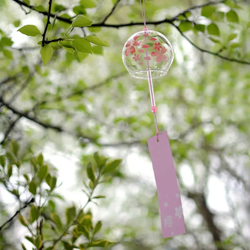 Campana de viento japonesa Sakura Sakura Campos de viento Decoración de jardín de vidrio al aire libre Furina Pared colgante de decoración del hogar Cabriminación colgante