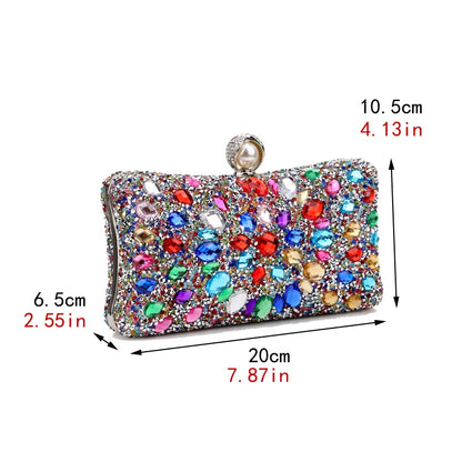 Rhinestones Kobiety worki puste w stylu modne torby wieczorowe łańcuch torebki na ramię