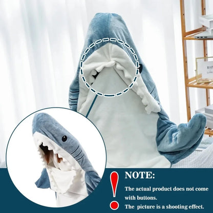 Haaiendekte volwassen cartoon slaapzak pyjama haped warme flanel grappige woonkleding shark onesie slaapzak winter warme deken