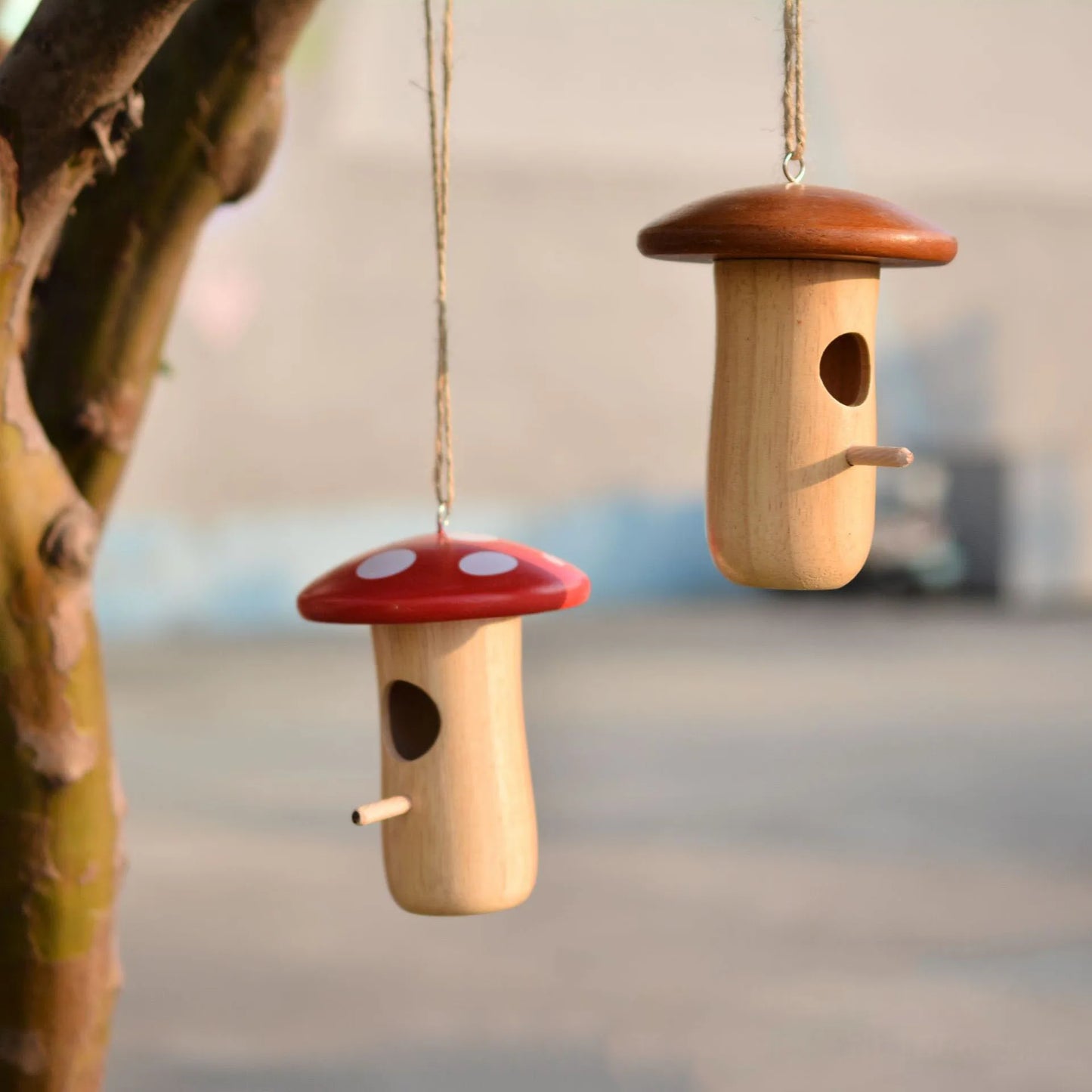 Hummingbird House Casas naturais do lado de fora pendurado para nidificar madeira balanço de pássaro ninho de animais de estimação Wren Swallow Sparrow Garden