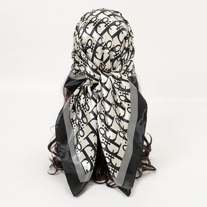 90cm Square Litera Patchwork Silk Satin Satin Eșarfe Femei Kerchief Neck Scarat Shawl Wrap Muffler Bandanna Accesorii pentru păr