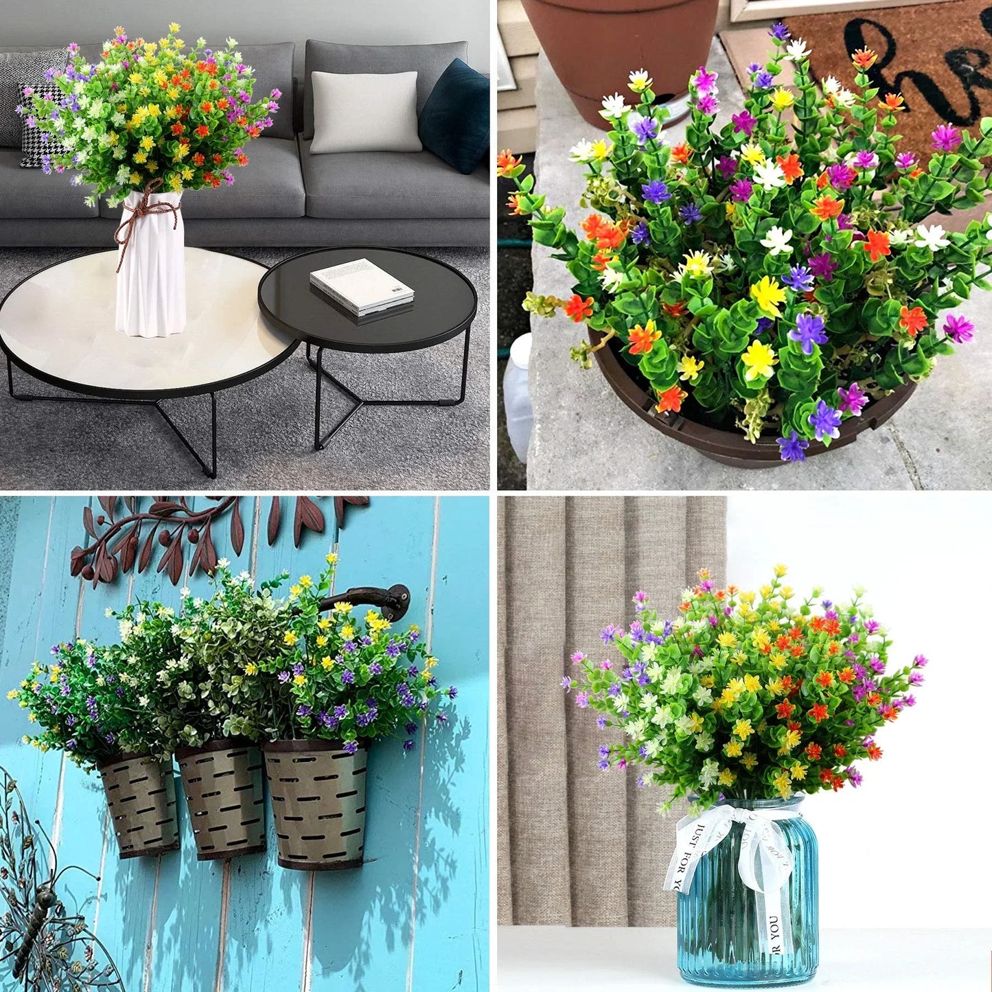 1 paquete de flores artificiales al aire libre de vegetación resistente a la vegetarería