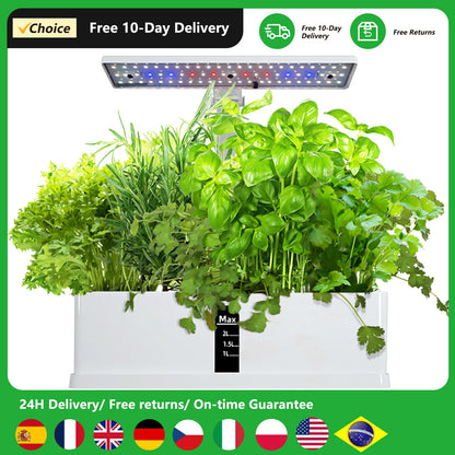 Wasserpumpe Smart Hydroponics Wachstumssystem Indoor Garden Kit 9 Pods Automatisches Timing mit Höhenverstellbar 15W -LED -Anbaulichtern