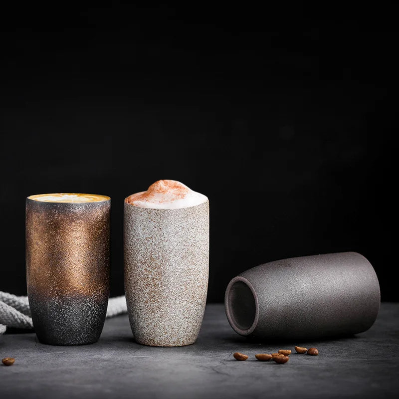 230ML Japanese Retro Coffee Cups Ceramic Household Coffee Mug Vintage Creative Water Tea Cup Restaurant Office Drinkware