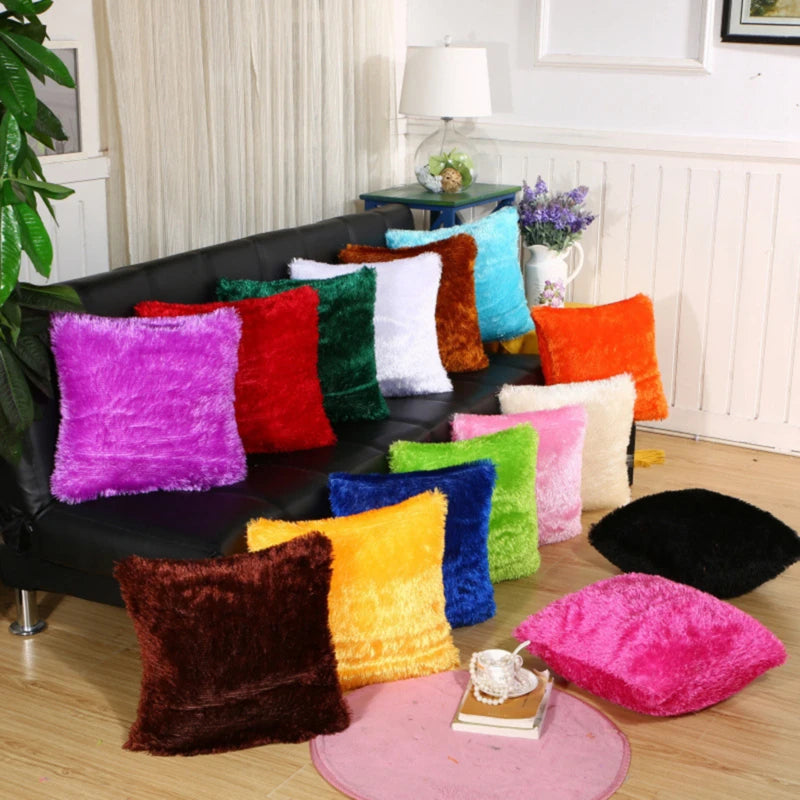 Mäkké faux srsti vankúše puzdro Plush vankúšik ružová modrá fialová teplá obývacia izba Spálňa pohovka dekoratívne vankúše pokrývať 40*40 cm
