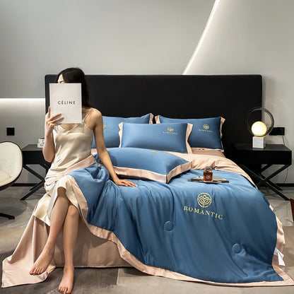 Yanyangtian 2024 Summer Quilt Simple Luxury Modal Comforter þunnt rúm kápa rúmföt tvíhliða tepp