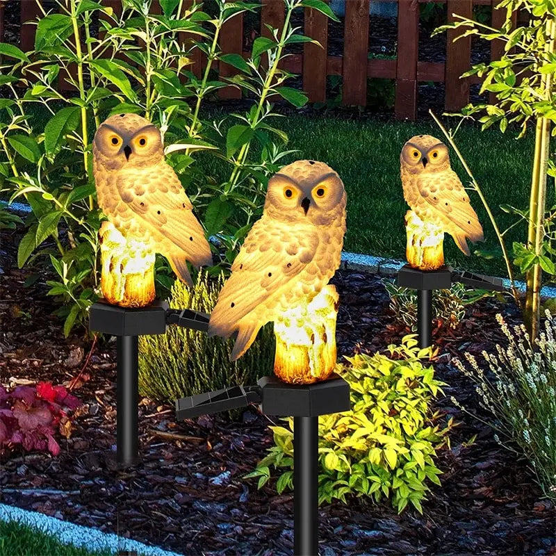 Solar Owl Garden Light Outdoor LED græsplænelampe til havedekoration Vandtæt julelys Udendørs sollampepost