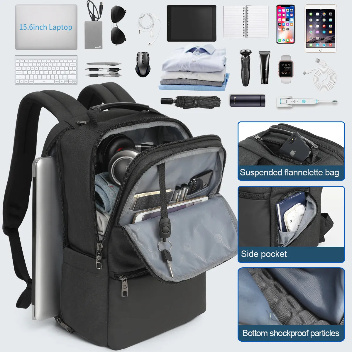 Lebenslange Garantie-Reise-Rucksack für Männer 14-15.6-19 '' Laptop Rucksack männlicher Business-Rucksacktasche für die Schule Mochila Maskulina